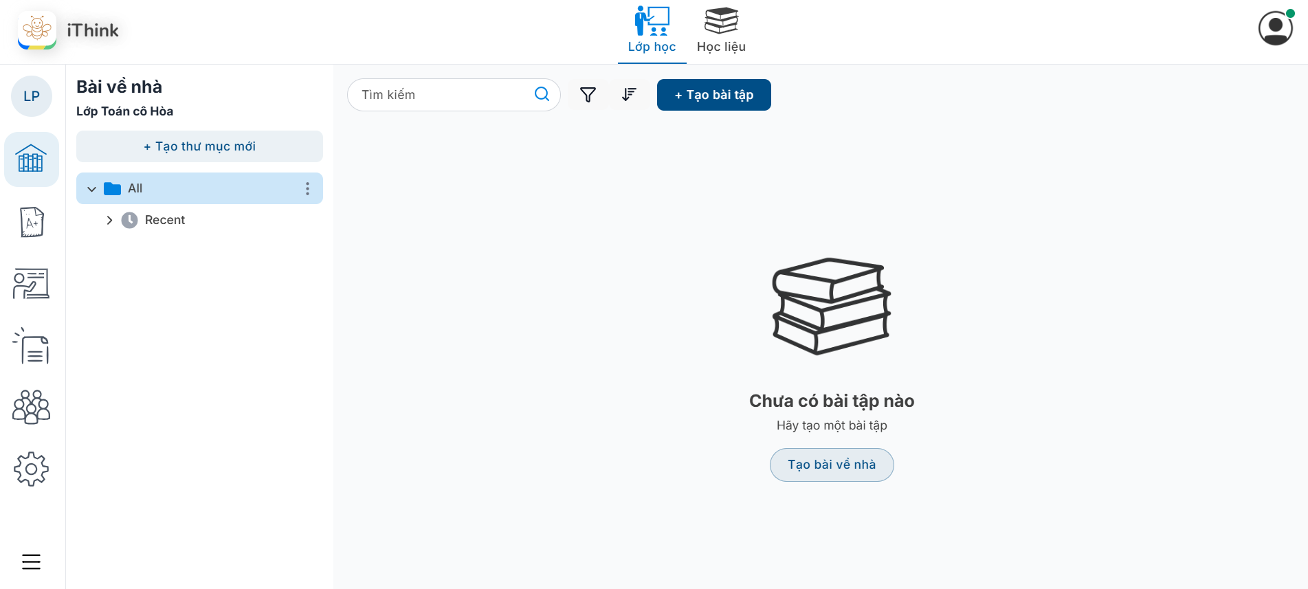 Màn hình Bài tập của lớp học